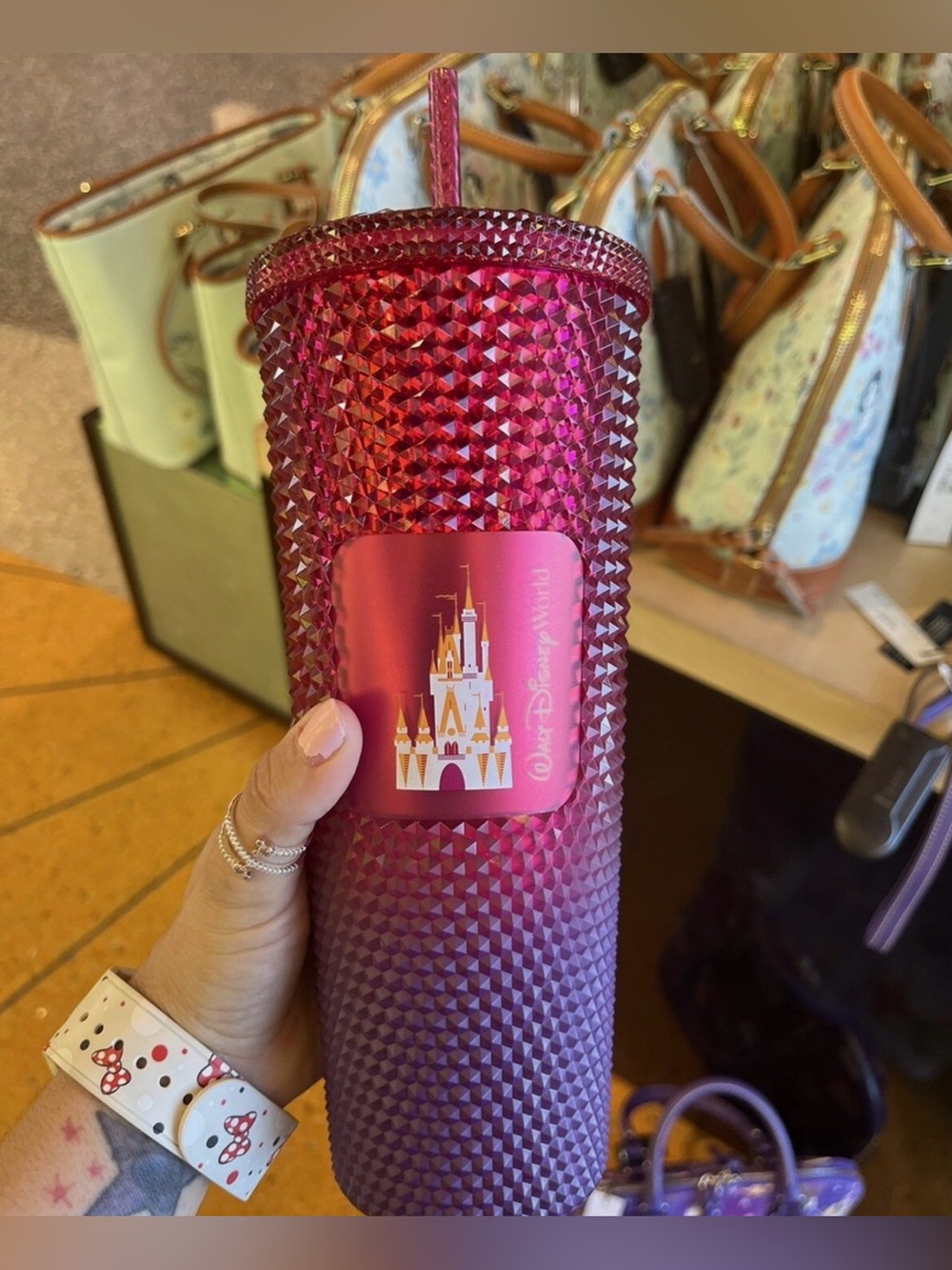 Disney World Starbucks 2023 - Pink to Purple Geometric Tumbler with Straw